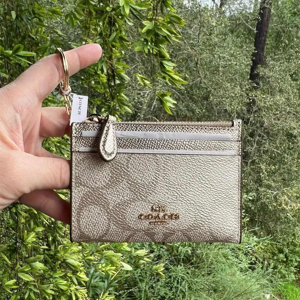 COACH Mini Skinny ID Case Cardholder Wallet & Keychain NWT CW966